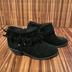 Black Fringe Booties